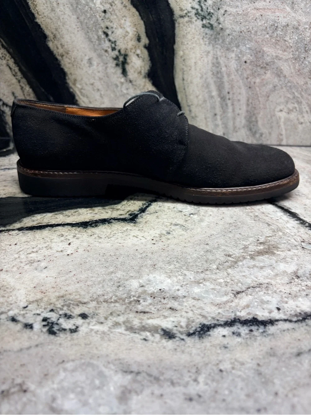 Salvatore Ferragamo Men’s Black Suede Derby Shoes 9.5 2E US 10.5 Vibram Italy